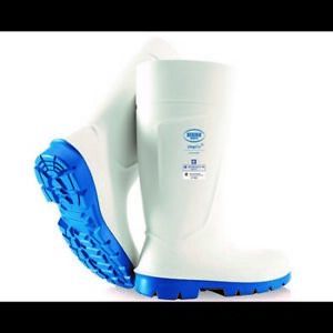 BEKINA PAN3P/1053AZ517-14 Steplite EasyGrip PU Boot, Steel Toecap, White-Blue,