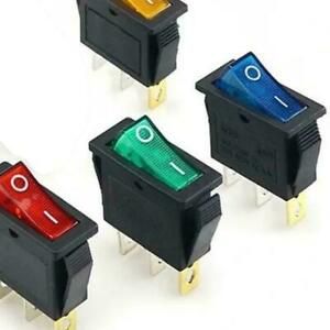Rectangular Latching Neon Rocker Switch ON/OFF 3 Pin x1pcs 4Colors R4Z4