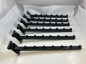 6 Pcs 7-Ball Waterfall Square Tube Slatwall Hook Accessory Clothing Rack Black
