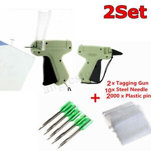 2Pcs Clothes Garment Price Label Tagging Gun Tag Machine +2000 Barbs+10 Needles
