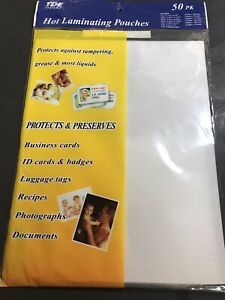 Hot Laminating Pouches 50pcs Various Sizes 7packs