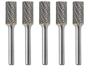 YUFUTOL SB-5 5pcs Tungsten Carbide Burr Cylinder Shape Double Cut Rotary Burr
