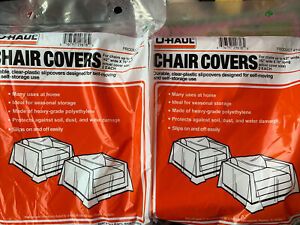 Chair Covers 2 Pack Lot Durable U-HAUL Clear Plastic 42&#034; Wide x 76&#034; Long #7007