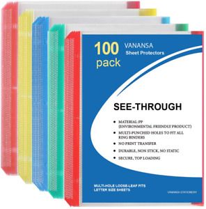 VANANSA 100 Pack Thick Sheet Protectors for 3 Ring Binder, Holds 8.5 X 11 inches