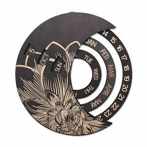 Black Hanging Calendar No Burrs Creative Lotus Pattern Durable for Living Room