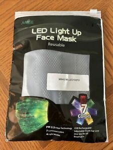 LED Light Up Face Mask 7 Colors Filter Glitter Bling Rechargeable Glowing Mask