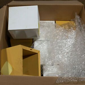 Retail Floating Display Cubes Set of 5, Yellow, Wood, Mountable, Gently Used