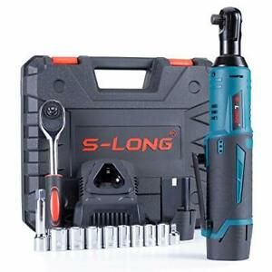 S-LONG Cordless Electric Ratchet Wrench Set, 3/8&#034; 400 RPM 12V Power Ratchet