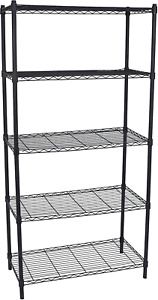 Internet&#039;S Best 5-Tier Wire Shelving - Flat Black - Heavy Duty Shelf - Wide Adju