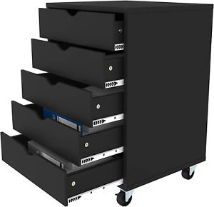 YITAHOME 5 Drawer Chest, Mobile File Cabinet with Wheels, Home Office Storage Dr