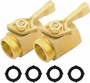 Garden Hose Shut Off Valve, 3/4 Inch Brass Connector Heavy Duty, 2 Pack with