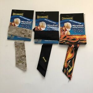 OccuNomix Miracool Neck Bandana Cooling Heat Stress 3 Assort Black Flame Camo