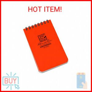 Rite in the Rain Weatherproof Top-Spiral Notebook, 3&#034; x 5&#034;, Orange Cover, Un …
