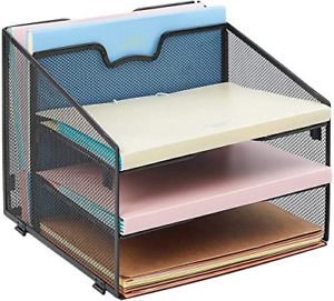 Meshist Wire Mesh Desk Organizer, Collapsible Desktop File Organizer with 3 and