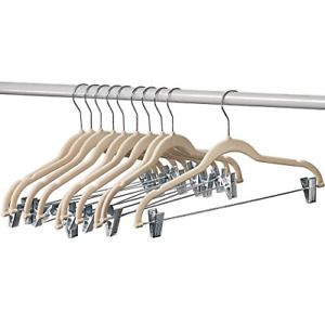 Home-it 10 Pack Clothes Hangers with clips - IVORY Velvet of 10, Ivory