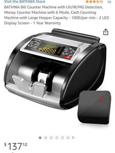 Bill Counter Machine UV/IR/MG Detection 6 Mode Large Hopper Capacity1000/min