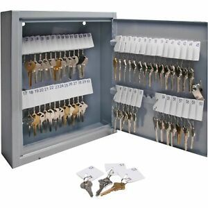 Sparco Secure Key Cabinet, 10 x 3 x 12 Inches, 60 Keys, Gray Grey