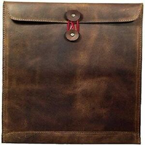 Leather Portfolio Sleeve Handmade Strapless Design Rustic Leather Folder 14 Inch