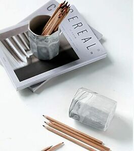 Ceramic Pen Holder Stand for Desk Marble Pattern Makeup Brush Holder (1 Pc Gray)