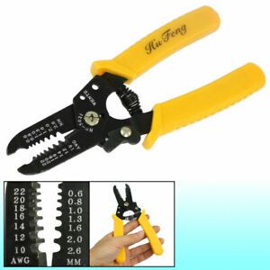 Yellow Plastic Coated Handle 10-22 AWG Electric Wire Stripper Cutter Pdgrh