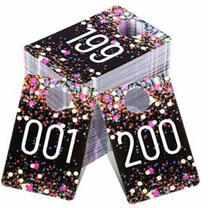 200 Pieces 3.5 x 2.2 Inch Live Plastic Number Tags Consecutive Live Multicolor