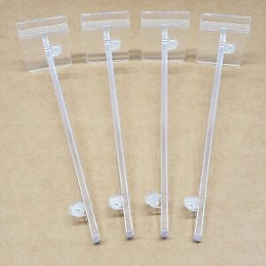 10&#034; Slatwall Clear Acrylic Shelf Knife Bracket w/ Lip and Suction Cups Set of 4
