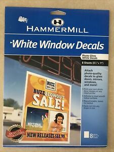 Hammermill White Window Decals White Photo Gloss For Glass Windows Doors NIP