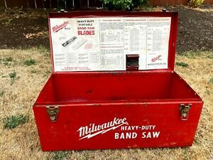 Vintage Red Metal Tool Box Case 4 MILWAUKEE HEAVY DUTY BAND SAW, EXC, FastShip