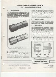 Wiltron Operation &amp; Maintenance Manual for Precision Terminations