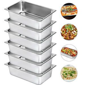 6 PACK Full Size 6&#034; Deep Stainless Steel Steam Prep Table Buffet Food Pan Hotel