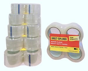 Direct Explorer - Clear Packing Tape 3 in Wide, 2 mm Thick, 110 Yard Per Roll -