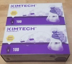 (2)Kimberly Clark KIMTECH Purple Nitrile Exam Gloves / Box of 100 SZ LARGE