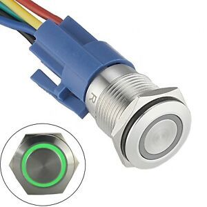 12V DC Push Button Switch 16mm Controller IK10 LED Silver alloy Useful
