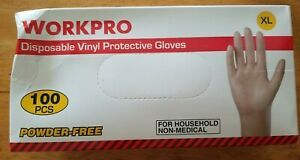 WORKPRO 100 Count Disposable Clear Gloves Vinyl, XL, Non-medical