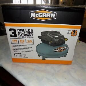 NEW McGRAW Air 3 Gallon Roofing 100 PSI Pancake Mini Portable 3 Gal Compressor