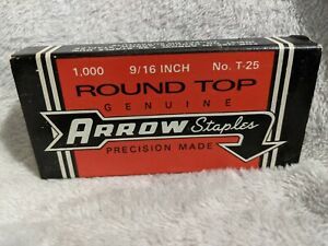 Arrow T25 Round Top Staples 9/16&#034;  Wire &amp; Cable Fastener Box of 1000 NOS