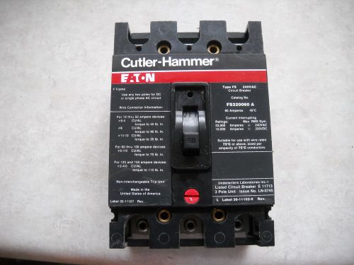 Cutler hammer breaker fs320060 for sale