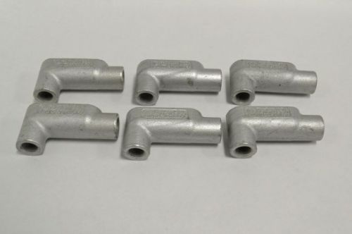 Lot 6 crouse hinds lb-17 condulet conduit body outlet 1/2in npt rigid b235216 for sale