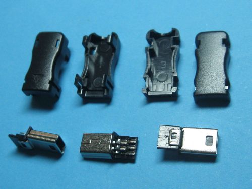 500 pcs Mini USB 5 Pin Male Plug Socket Connector with Plastic Cover