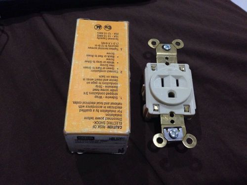 Hubbell 5261l receptacle,single,ivory,15a,125v for sale