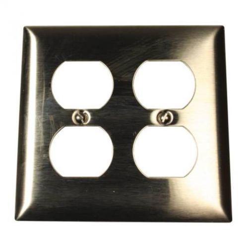 Wallplate 2-gang duplex stainless steel ss82 hubbell electrical products ss82 for sale