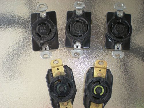 LOT OF 5 HUBBELL  TWIST-LOCK  (3) 20 Amp 250V &amp; (2) 30 Amp 125V