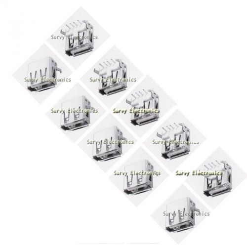 20pcs usb type-a 90° right angle 4-pin female connector jacks socket pcb mount for sale