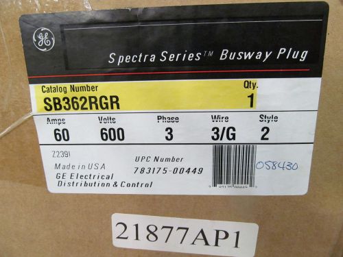 Ge general electric spectra busway plug sb362rgr 60 amp 600 v for sale