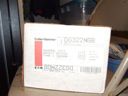 Cutler-Hammer GENERAL DUTY SAFETY SWITCH DG322NGB TYPE 1 INDOOR 60AMP--240VOLT