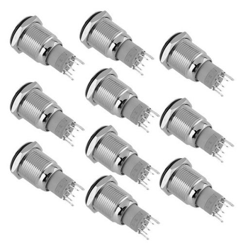 10pcs red led 16mm metal switch self latching push button 5 pin waterproof car for sale