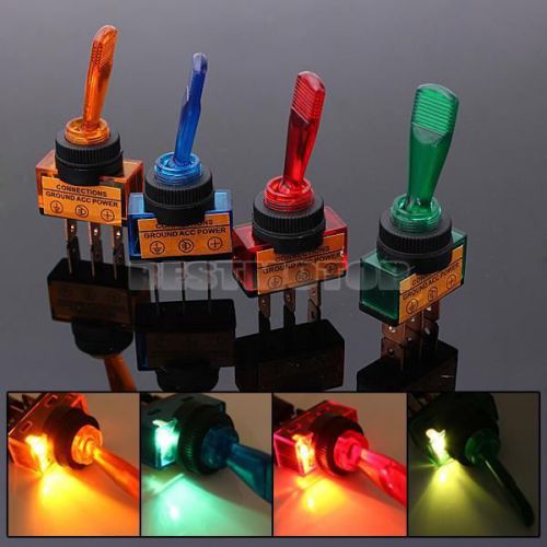 4x 12v led light illuminated toggle switch control boat dash board spst on/off for sale
