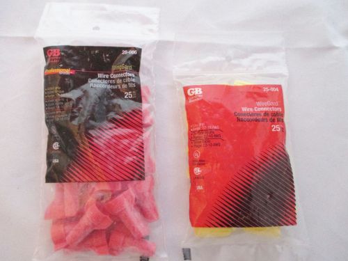Lot of 2 Gardner Bender Wire Connectors Yellow 25-004 &amp; Red 25-086 25-Pack NEW