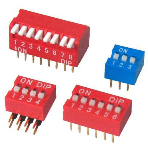 10 x dip switch 4 positions 2.54mm pitch through hole silver side actuated slide for sale
