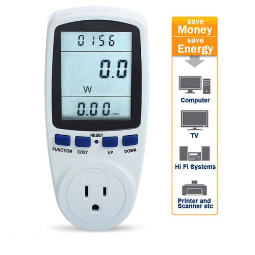 Power consumption energy Watt Amps Volt Meter Electricity Usage Monitor US Plug